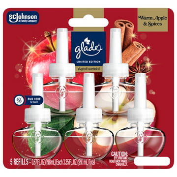 Glade PlugIns Refills Air Freshener - Warm Apple & Spices, 3.35 oz, 5 ct