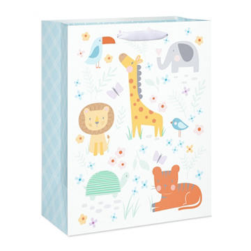 American Greetings Large White Baby Shower Gift Bag, 5" x 12.75" x 10"