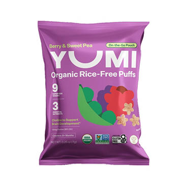 Yumi Organic Rice-Free Puffs - Berry & Sweet Pea, 0.25 oz