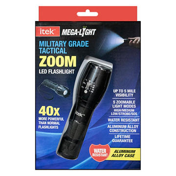 Itek Megalight Military Grade Zoom LED Flashlight