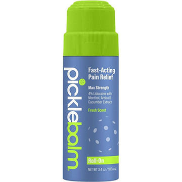Picklebalm Max Strength Lidocaine Fast Acting Muscle Pain Relief Roll-On, 3.4 oz