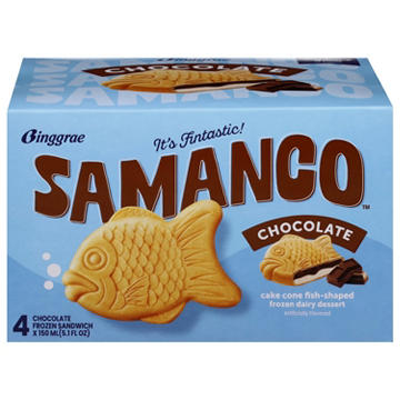 Binggrae Samanco Frozen Dairy Dessert Sandwich - Chocolate, 4 ct
