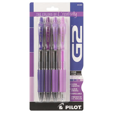 Pilot G2 0.7 mm Fine Point - Assorted Purples, 4 ct