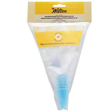 Wilton All-In-One Decorating Bags with #1M Open Star Tip, 6 ct