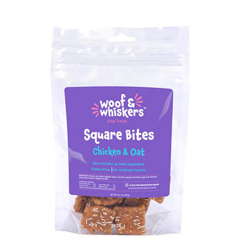 Woof & Whiskers Square Bites Dog Treats - Chicken & Oat, 4.51 oz