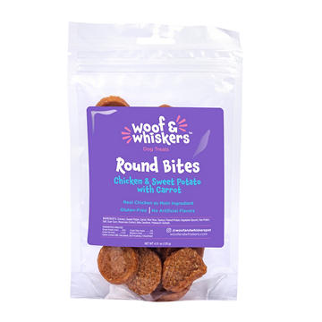 Woof & Whiskers Round Bites Dog Treats - Chicken & Sweet Potato with Carrot, 4.51 oz