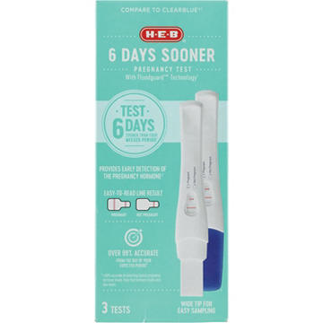 H-E-B 6 Days Sooner Pregnancy Test, 3 ct