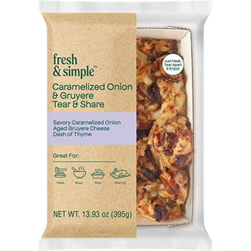 Fresh & Simple Caramelized Onion & Gruyere Cheese Tear & Share Bread, 12.13 oz