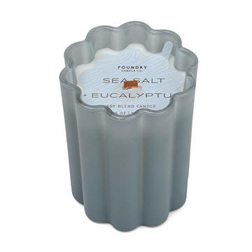 Foundry Candle Co. Sea Salt + Eucalyptus Scented Soy Blend Scalloped Glass Candle, 7.5 oz
