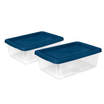 Sterilite Storage Boxes with Marine Blue Lid, 12 qt, 2 pk