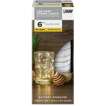 Feit Electric LED Fairy String Lights Warm White, 6'