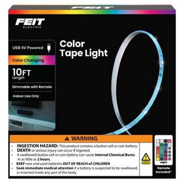 Feit Electric Color Tape Light with USB Plug, 10'