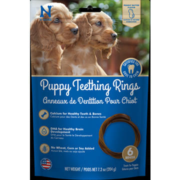 N-Bone Puppy Teeth Rings Treats - Peanut Butter Flavor, 6 ct