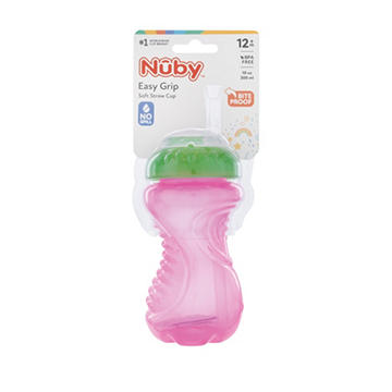 Nuby Easy Grip Soft Straw 10 oz Cup - Colors May Vary
