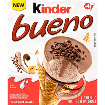 Kinder Bueno Frozen Dairy Dessert Cones, 4 ct