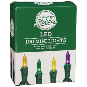 Destination Holiday String of Indoor/Outdoor Multi Color LED Lights - Green Wire, 100 ct