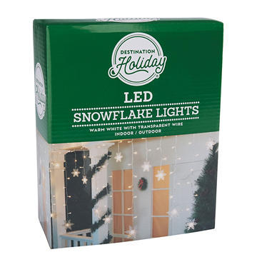 Destination Holiday Indoor/Outdoor Warm White LED Snowflake Icicle Lights, 9'