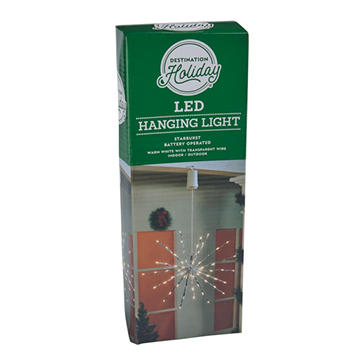 Destination Holiday Indoor/Outdoor Battery Operated Hanging Starburst Warm White LED Light, 16"