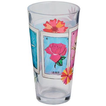 Loteria Don Clemente Glass Tumbler - La Rosa, 22 oz