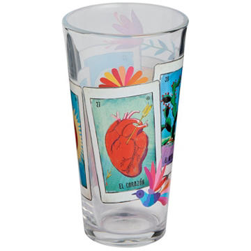 Loteria Don Clemente Glass Tumbler - El Corazon, 22 oz