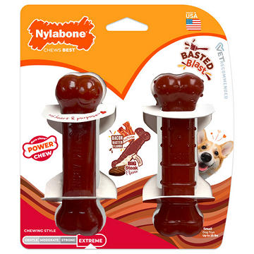 Nylabone Power Chew Basted Bone Bacon & Steak - Small, 2 ct