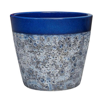 Blue Orange Pottery Volcanic Vaso - Blue, 15''