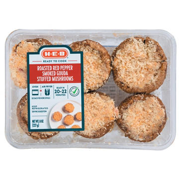 H-E-B Roasted Red Pepper Smoked Gouda Stuffed Mushrooms, 8 oz