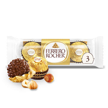 Ferrero Rocher Fine Hazelnut Chocolates, 3 pc