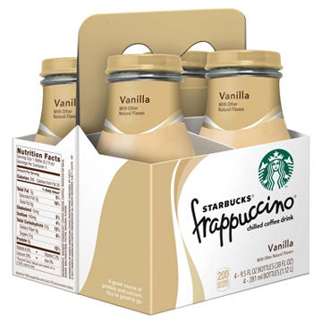 Starbucks Vanilla Frappuccino Coffee Drink 4 pk Bottles