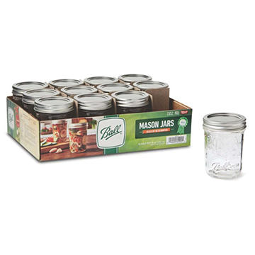 Ball Regular Mouth 12 pk Half Pint Mason Jars & Lids