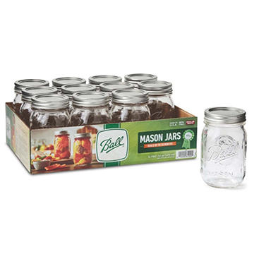 Ball Regular Mouth 12 pk Pint Mason Jars & Lids