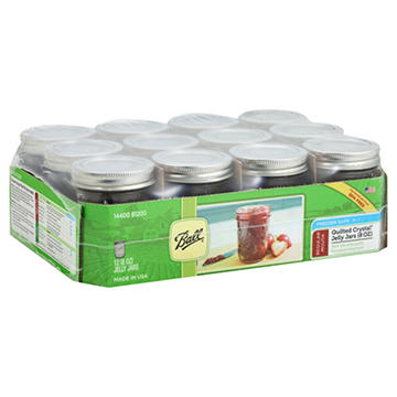 Ball Regular Mouth 12 pk Half Pint Quilted Crystal Jelly Jars & Lids