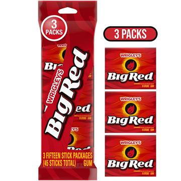 Wrigley's Big Red Cinnamon Chewing Gum, 3 Pk