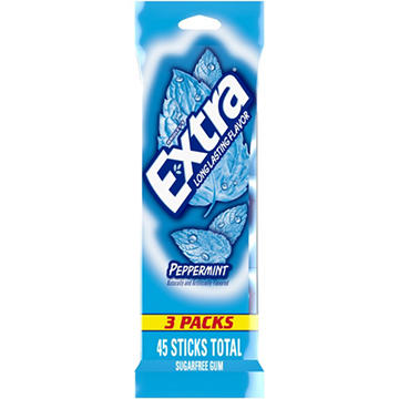 Extra Peppermint Sugar Free Chewing Gum, 3 pk