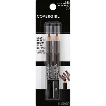 Covergirl Easy Breezy Brow Fill + Define Brow Pencils & Sharpener - 505 Rich Brown