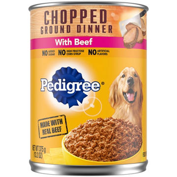 Pedigree Chopped Ground Dinner Adult Canned Soft Wet Dog Food - Beef