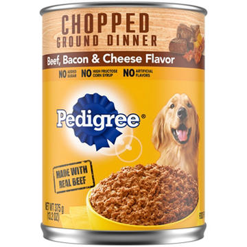 Pedigree Chopped Ground Dinner Adult Wet Dog Food - Beef Bacon & Cheese Flavor