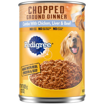 Pedigree Chopped Ground Dinner Adult Soft Wet Dog Food - Chicken Liver & Beef