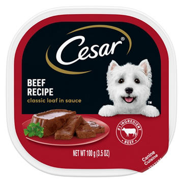 Cesar Wet Dog Food Loaf in Sauce Easy Peel Trays - Beef Recipe