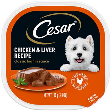 Cesar Wet Dog Food Classic Loaf in Sauce Easy Peel Trays - Chicken & Liver Recipe