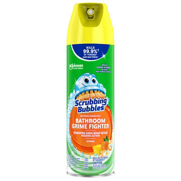Scrubbing Bubbles Bathroom Grime Fighter Bathroom Cleaner, Aerosol Disinfectant Spray - Citrus