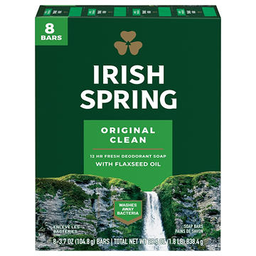 Irish Spring Original Clean Deodorant Bar Soap for Men
