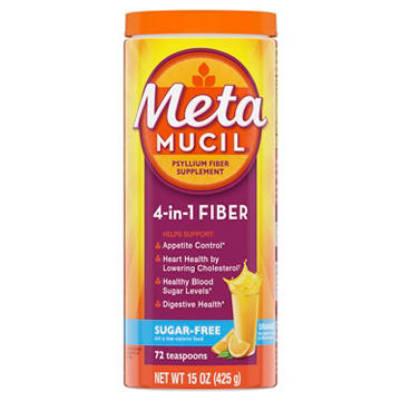 Metamucil 4-in-1 Psyllium Husk Fiber Supplement, Sugar-Free, Daily Fiber Powder for Digestive Health, Orange Flavor