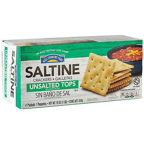 Hill Country Fare Unsalted Tops Saltine Crackers - Shop Crackers &  Breadsticks at H-E-B