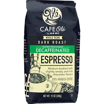 CAFE Olé by H-E-B Whole Bean Dark Roast Decaf Espresso Coffee