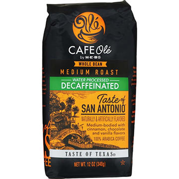 CAFE Olé by H-E-B Decaf Taste of San Antonio Medium Roast Whole Bean Coffee