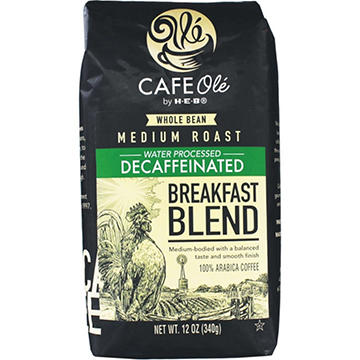 CAFE Olé by H-E-B Whole Bean Medium Roast Decaf Breakfast Blend Coffee