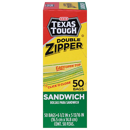H-E-B Texas Tough Double Zipper Sandwich Bags - Shop Storage Bags