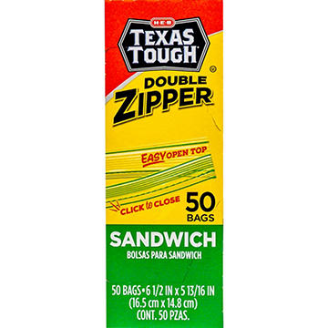 H-E-B Texas Tough Double Zipper Sandwich Bags