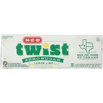 H-E-B Zero Sugar Twist Lemon Lime Soda 12 pk Cans